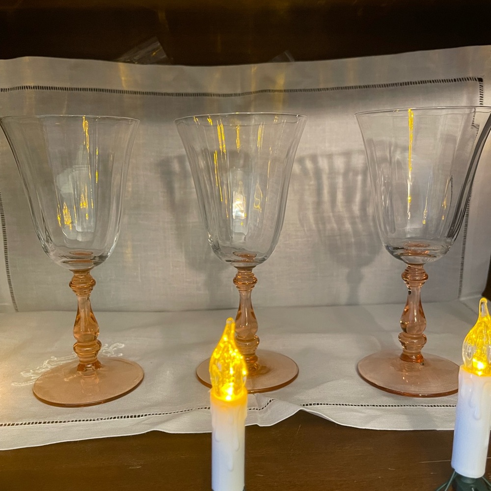 Set of 3 antique wine glasses